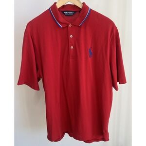 Polo Golf Ralph Lauren Shirt Mens L Red Big Pony Pima Short Sleeve Preppy Vtg